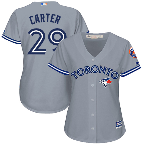 Blue Jays #29 Joe Carter Grey Road Women's Stitched MLB Jersey